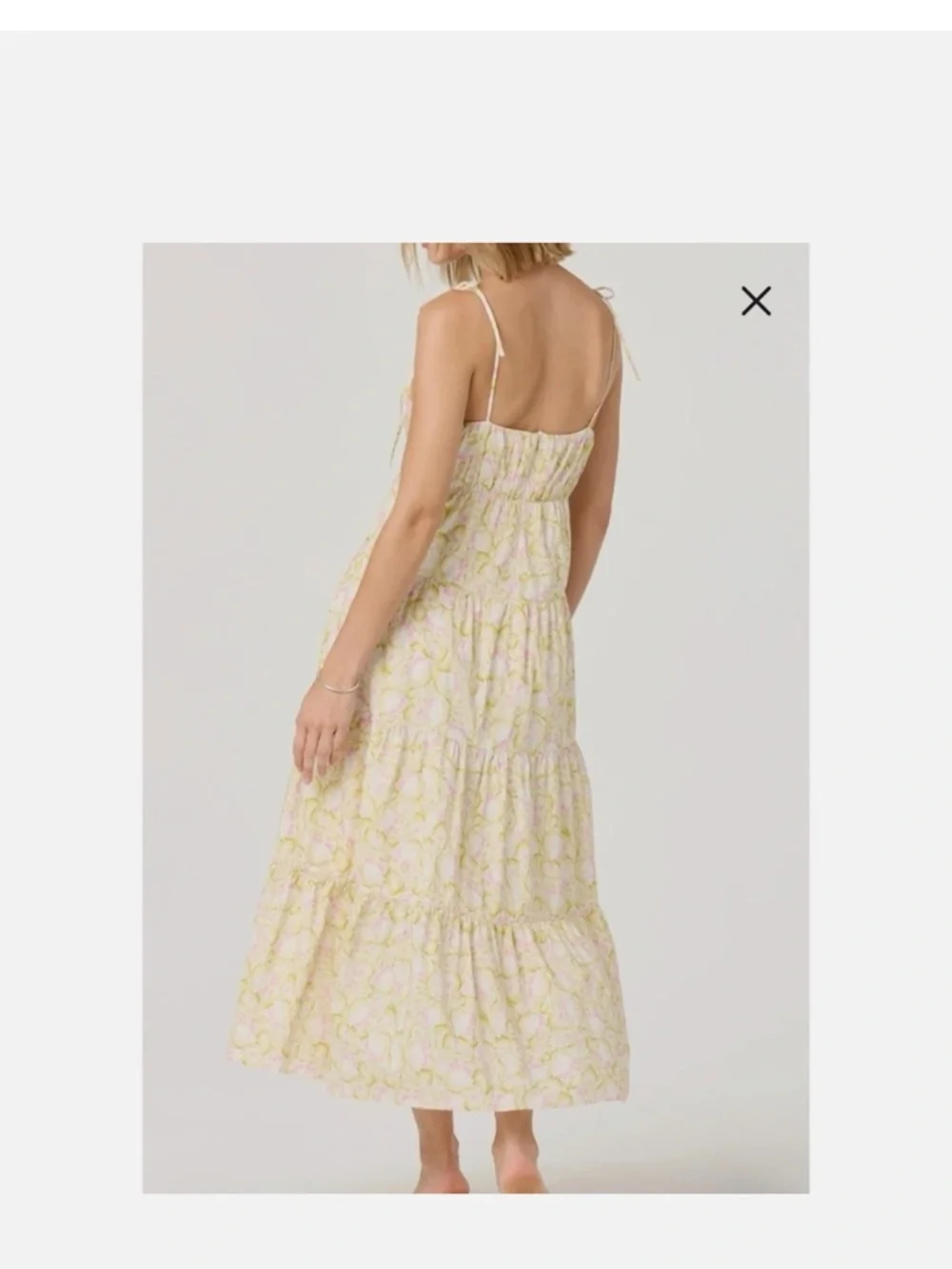 ASTR the Label Tie Strap Tiered Maxi Dress Pink Green Floral, Women's Small $128 - Picture 3 of 6